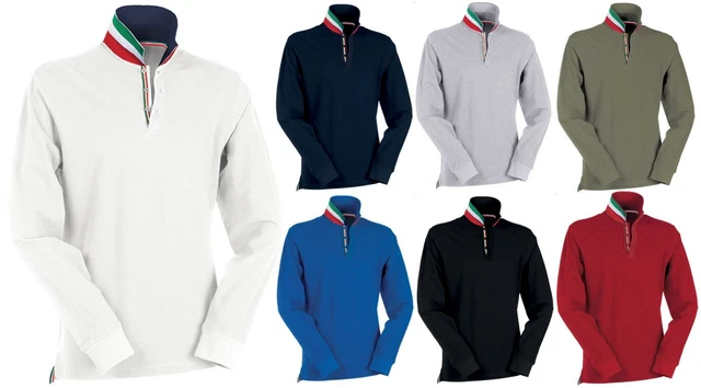 Polo a manica Lunga PAYPER LONG NATION da Uomo Maglia Tricolore 100% Cotone