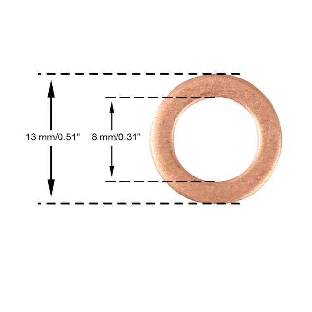 Copper Flat Washer Seal Seal Car Ring 8 x 13 x 1.5mm 20pcs 2