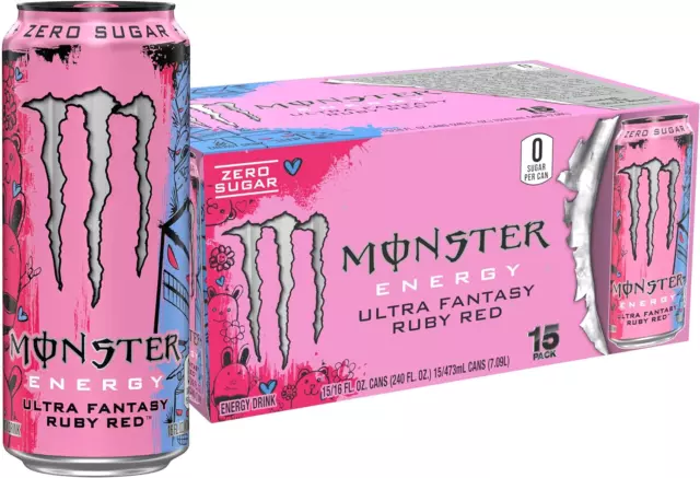 Monster Energy Ultra Fantasy Ruby Red, Sugar Free Energy Drink, 16 Ounce (Pack o