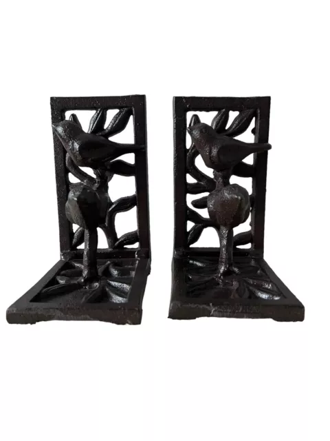 Creative Co-op Heavy Cast Iron Bird Bookends Door Stopper Dark Brown Patina