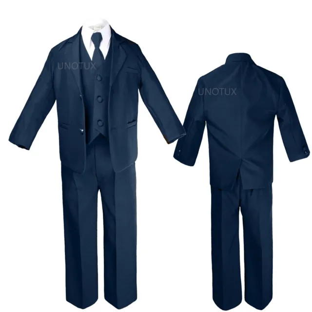 Baby Infant Kid Teen Toddler Boy 5pc Wedding Formal Party Navy Tuxedo Suit S-20