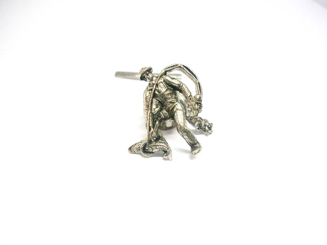 Tie Tack Sport Fisher Fly Fishing Tie Pin with Chain silver Necktie Holder
