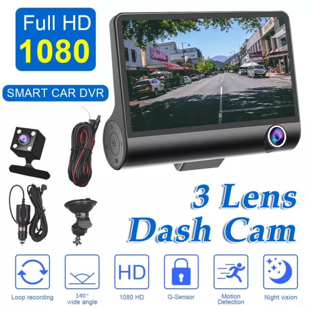 1080P HD Car DVR Dash Cam Fahr Video Recorder 3 Len Auto Dash Kamera Parkmonitor