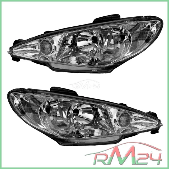 2X Faro Anteriore Sx+Dx H7/H7 Per Peugeot 206 Cc Cabrio 00-+Due Volumi 98-00+Sw