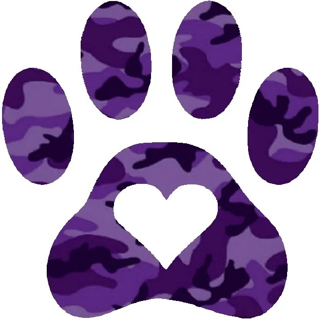 30 Custom Purple Camo Paw With Heart Personalized Address Labels