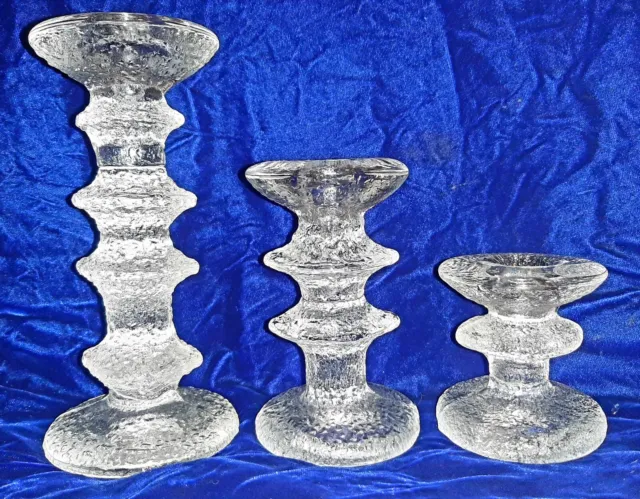 Iittala Glass Festivo Ring Candle Holders Timo Sarpaneva Finland Set of 3