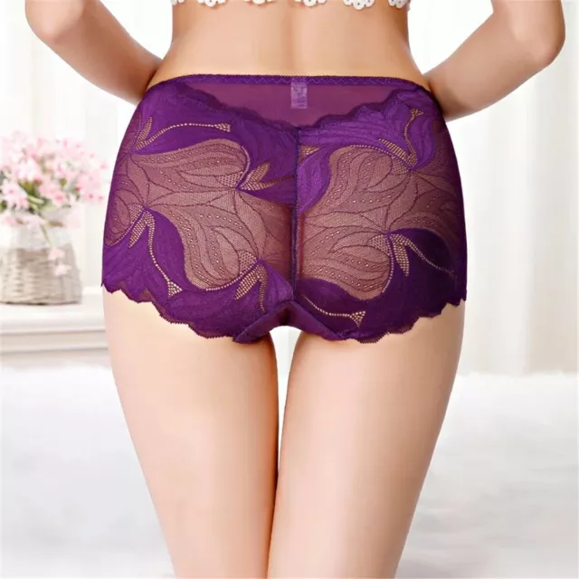 1 or 4 Pack Women's Ladies Sexy Lace High Waist Full Briefs Knickers Underwear 2