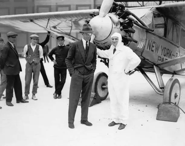 Walter George And Albert Levine At Croydon Airport 1927 Old Photo