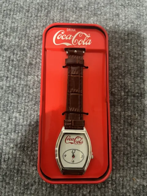 Vintage Coca Cola Watch In Metal Case