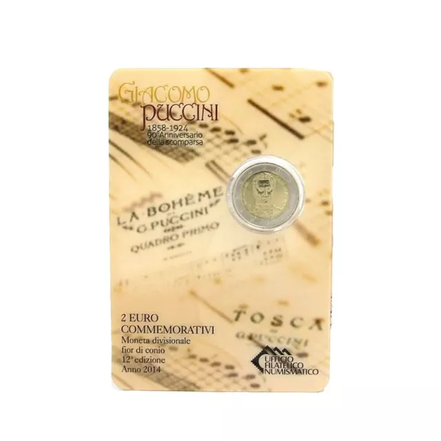 Blister 2 Euro Saint Marin 2014 Giacomo Puccini Commemorative Neuf