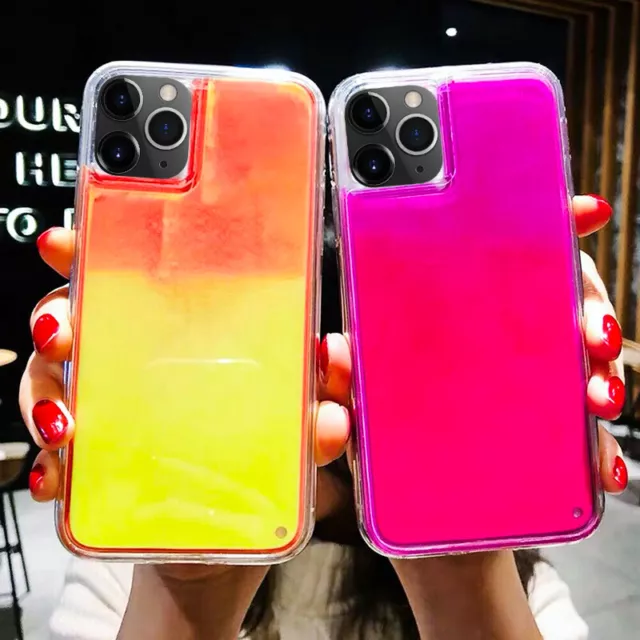 Glow Luminous Neon Sand Case For iPhone 15 14 13 12 Pro Max 11 X 8 Glitter Cover