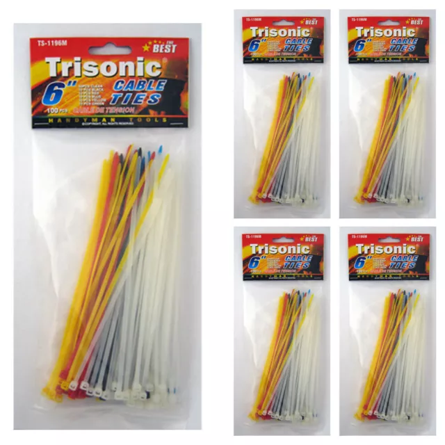 Cable Ties 6" Inch Multi Color Nylon Cable Wire Uv Resistant Nylon New