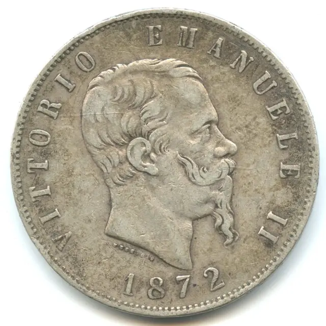 Italie 5 lire argent Victor Emmanuel II 1872 M n°6253