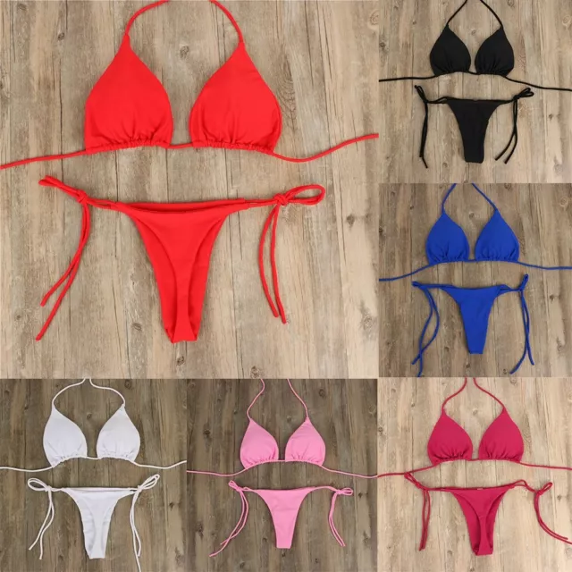 Bandage Style Brazilian Swimwear Women Thong Bikini Set with Side Tie Design