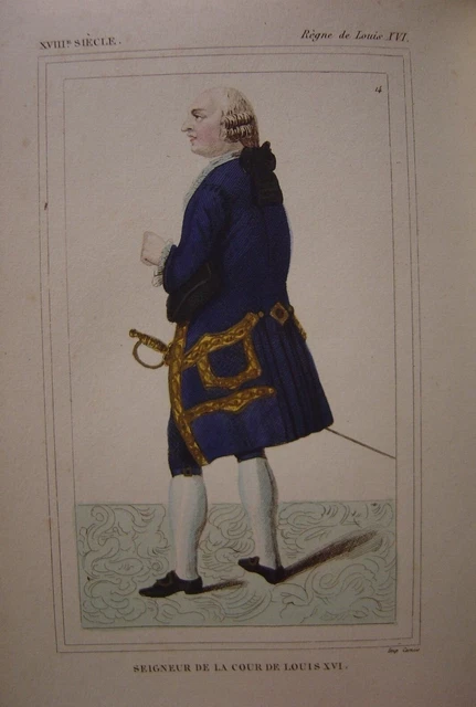 Très belle gravure du Costume d'un Seigneur de la Cour du Roi Louis XVI Mode