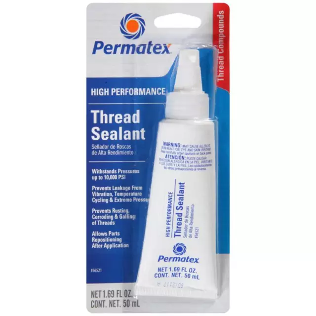 Permatex Thread Sealant 56521; Thread Sealant 1.69 oz. Squeeze Tube, White