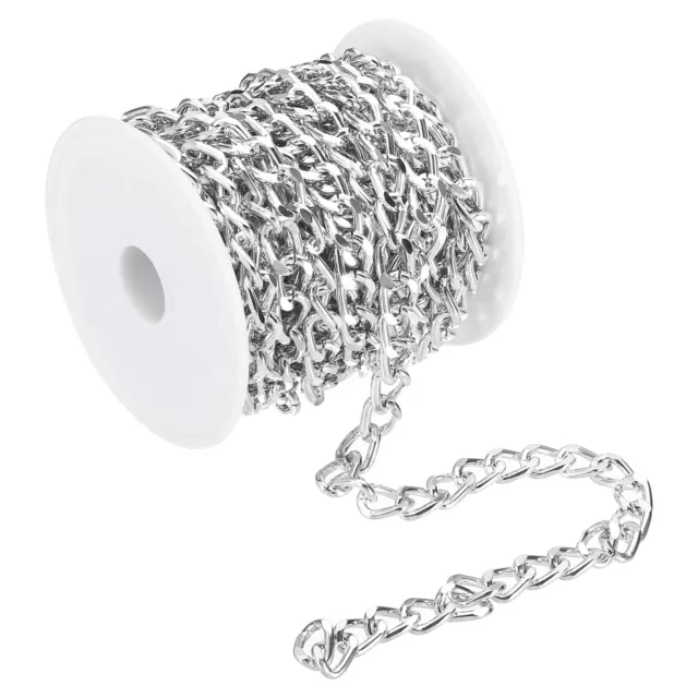 16Ft Curb Chain, Twisted Cuban Link Chain with Spool 10 x 7 x 1.85mm, Silver