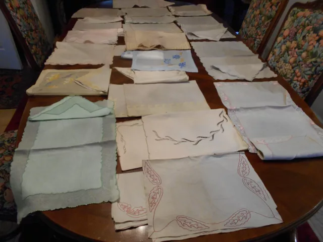 FINE Vintage ORGANDY LINEN Appliqué Placemat & Matching Napkin-20 SET LOT