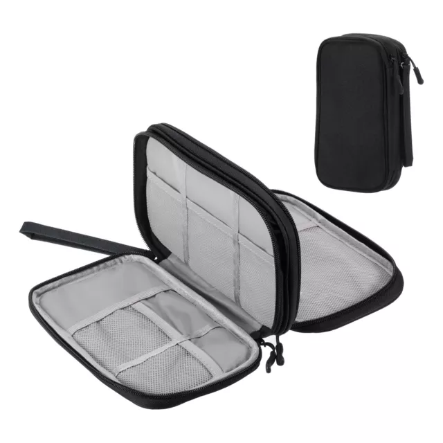 Electronic Organizer Case Travel Bag Double Layer Black 210x125x60mm