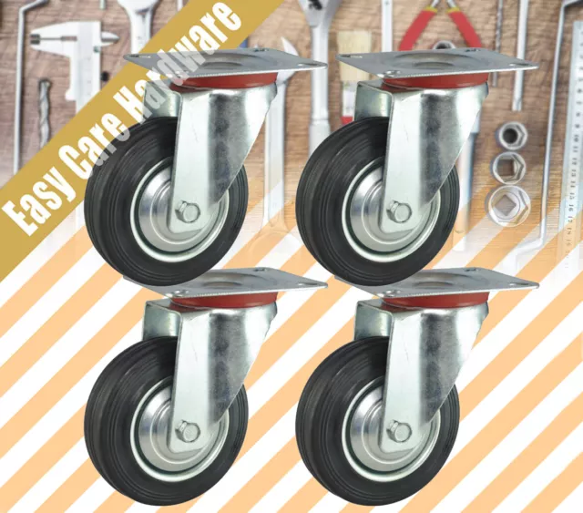 4 X 4" HEAVY DUTY SWIVEL Castor castors Wheel 100mm Swivel ONLY Caster Wheels AU