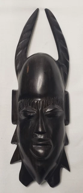 NEW Solid Ironwood African Tribal Mask Hand Carved Wall Hanging Detailed MINT