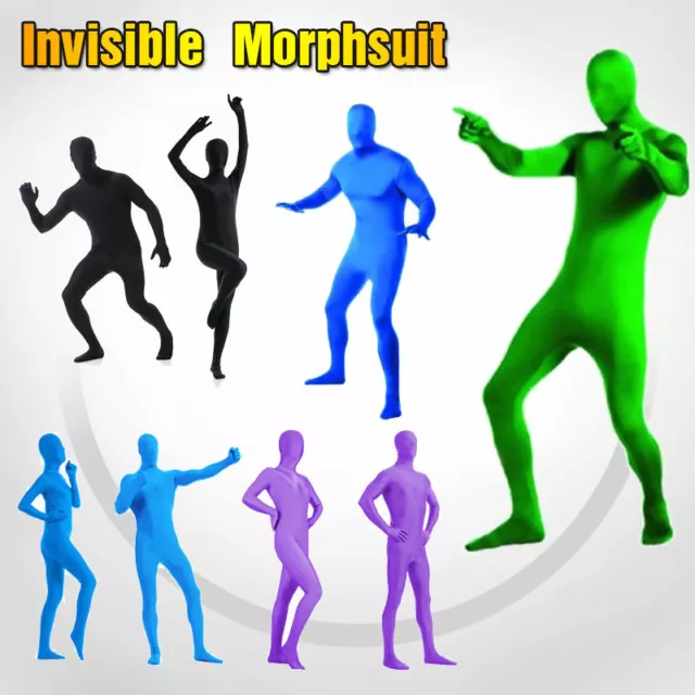 Adult Men Women Spandex Party Invisible Costume Full Body Suit Morph AU