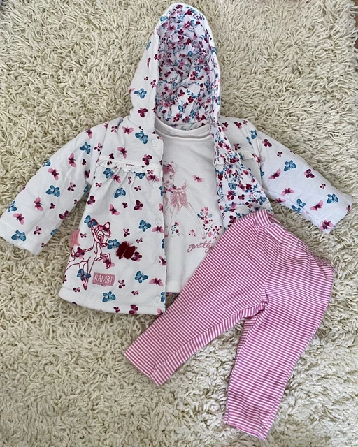 Disney Bambi Baby Girls Set Outfit Tshirt Top Jacket Leggings Trousers