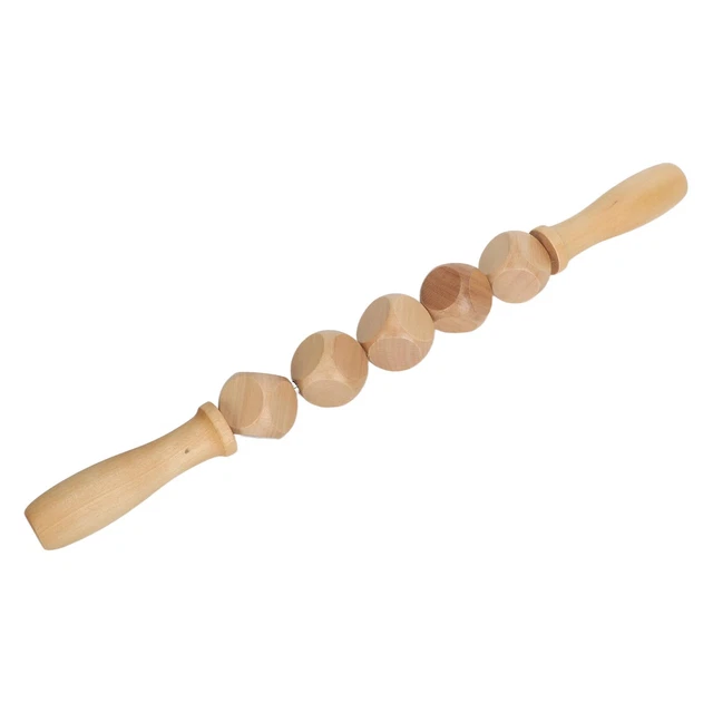 Body Roller Massager Stick Wooden Muscle Relief 5 Dice Design Cellulite Mass Ftd