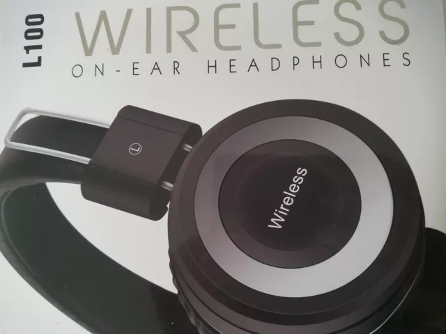 Stereo sound L100 Wireless 4.2 on Ear Headphones. Black colour, Built -in Mic.