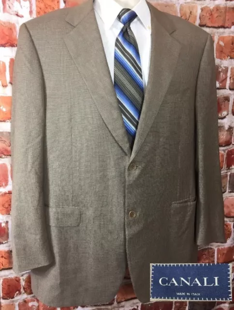 CANALI Mens Beige Wool 2-Button Blazer Sportcoat Sz 48 Long (T2)