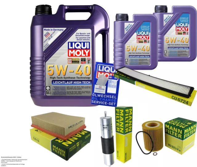 KIT DE INSPECCIÓN FILTRO LIQUI MOLY ACEITE 7L 5W-40 para BMW Serie 3 E46 320i 323i 325i 320