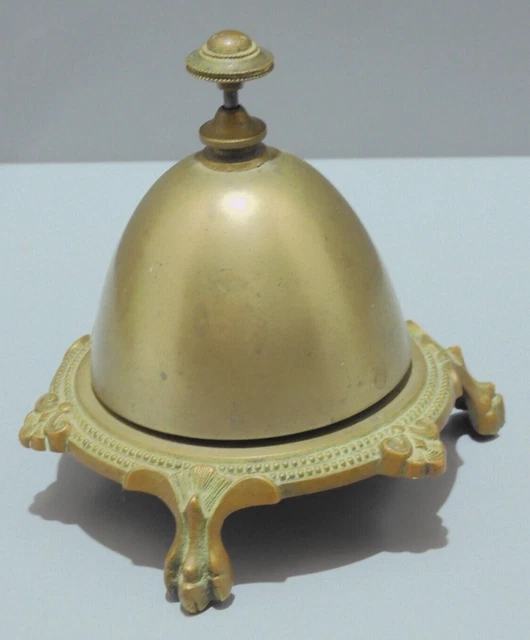 Cloche De Comptoir En Laiton NKlaus - Socle Bois - 7x9cm - Sonnette De Table Déco Maritime