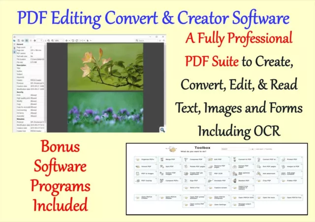 PDF Document Creator Editor Reader Software Suite + OCR Capability on DVD