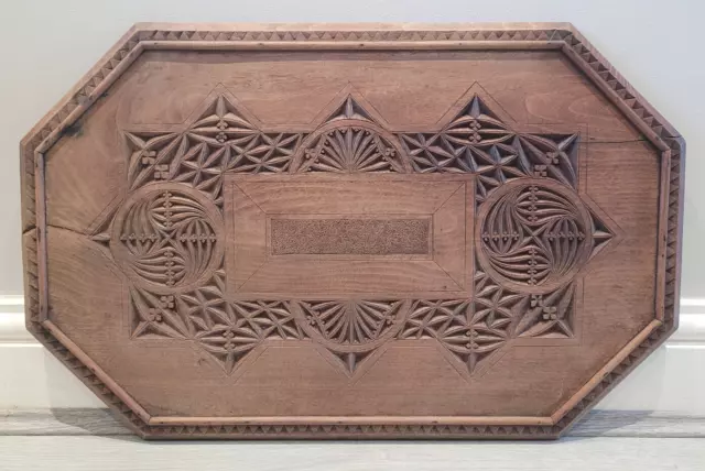 Antique 19th Century c1880’s-1890’s Extensively Carved Oak Flat Panel Tray