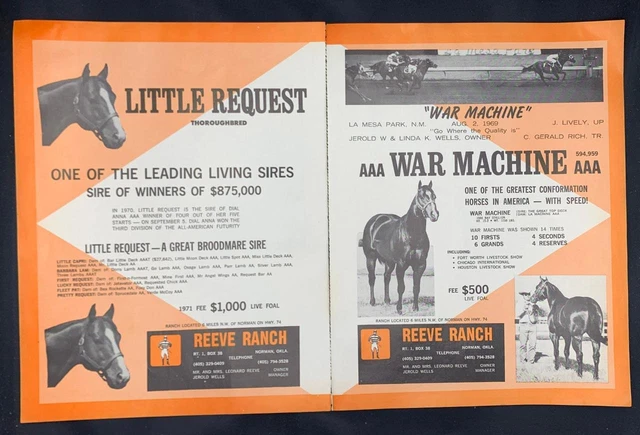 Magazine Ad - 1970 - Reeve Horse Ranch, Norman, OK - WAR MACHINE