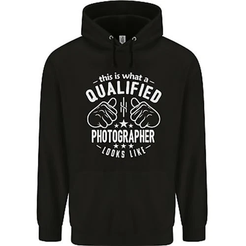 A Qualified Photographer Looks Like Mens 80% Cotton Hoodie