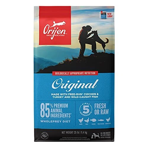 ORIJEN Dog Original Recipe 25lb High-Protein Grain-Free Dry Dog Food Packagin...