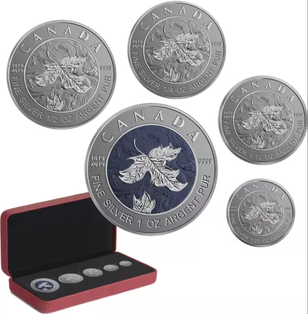 1819-2019 Bicentennial Celebration Maple Leaf Fractional Set 5Coins Silver Proof 2