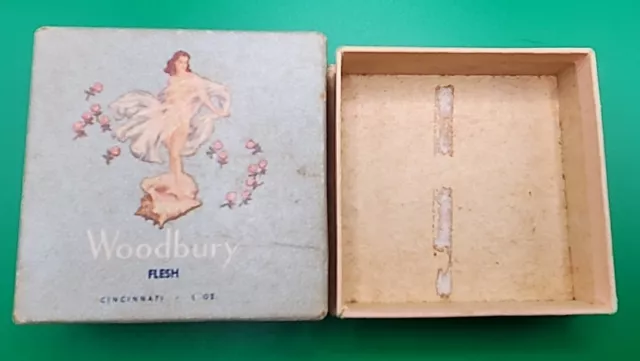 1940s VINTAGE WOODBURY VANITY  Face powder FLESH Box only ART NOUVEAU LADY