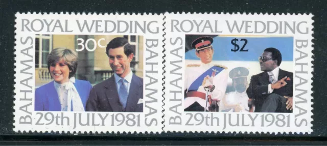 BAHAMAS 490-91 SG586-87 MNH 1981 Charles & Diana Royal Wedding set of 2 CV$4