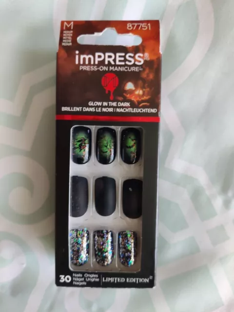 ImPress PressOn Manicure Nails Glow In The Dark Witchful Thinking 30 Ct Sealed