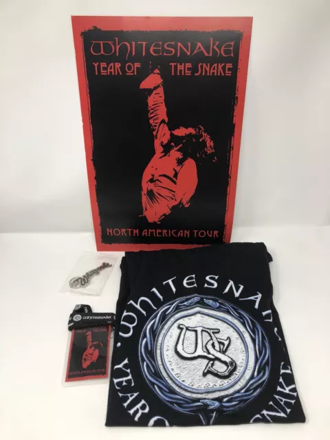 WHITESNAKE Year Of The Snake Tour Concert T-Shirt Poster Backstage Pass Keychain