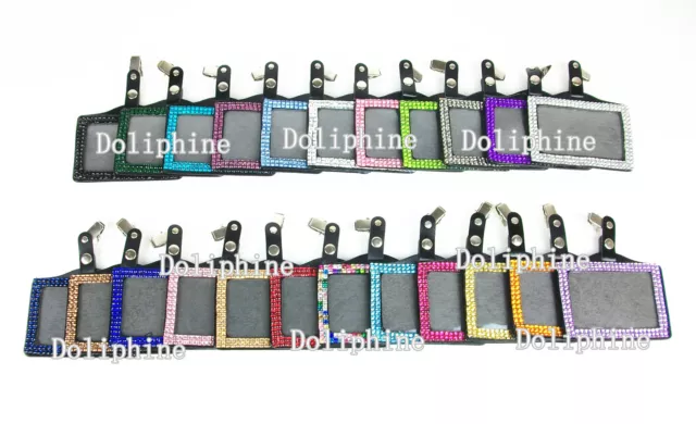 Horizontal Bling Rhinestone ID Badge Holder with Alligator Clip