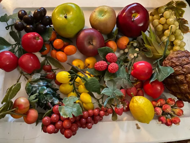 Vintage Large Lot Of Plastic Fruits & Vegetables - Boxful