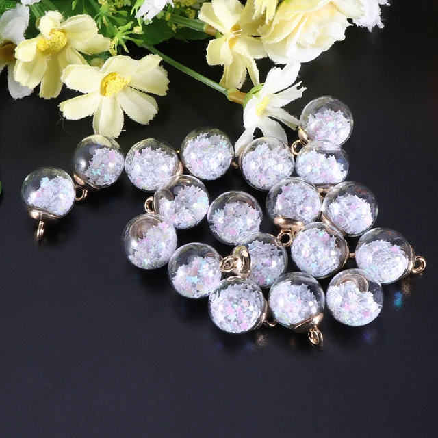 20 piezas Colgante Blanco De Cristal Cristal Dulce Mini Bola Claro