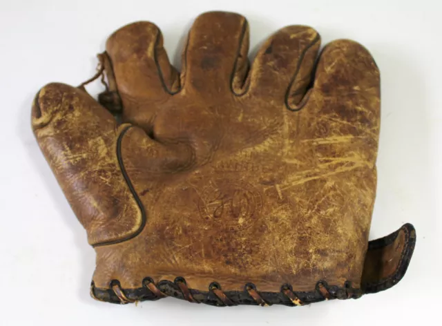 Antique Great Western Baseball Glove - Authentic Rawhide - Heavy wear and damage