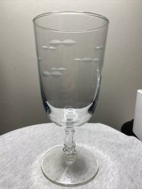 VTG Libbey  StemWare Goblet Etched Cut hand blown 1950’s Footed Beverage Glass