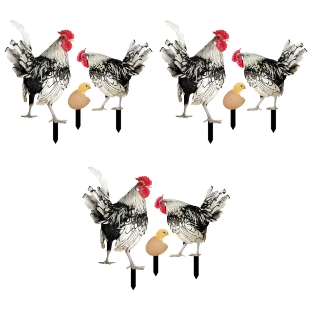 9 pcs Stake Garden Stakes Art Backyard Stake Chicken Yard Art for Lawn Yard