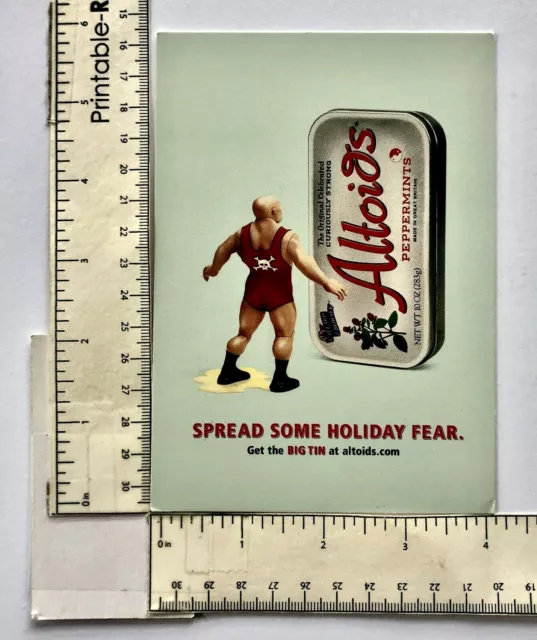 2000 ALTOIDS CURIOUSLY Strong Mints Big Tin Wrestler Strongman Promo Ad ...