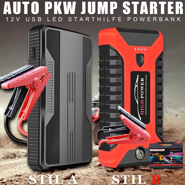 99800mAh Auto KFZ Starthilfe Jump Starter 12V Booster Powerbank Ladegerät LED DE